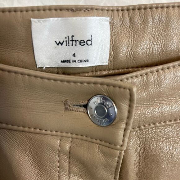 Aritzia Melina straight leg Pants Saville (Camel) Vegan faux Leather trousers 4 - Picture 7 of 9